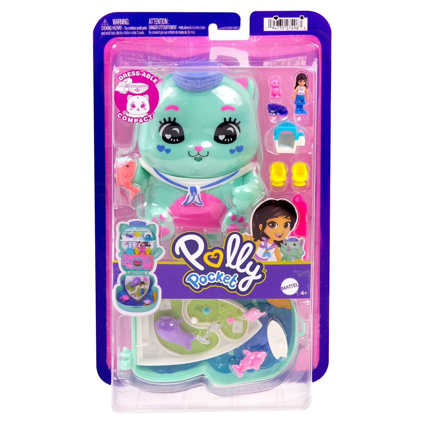 Polly Pocket Coffret Chat Mousaillon, Micro-Poupée, Chats, Access.