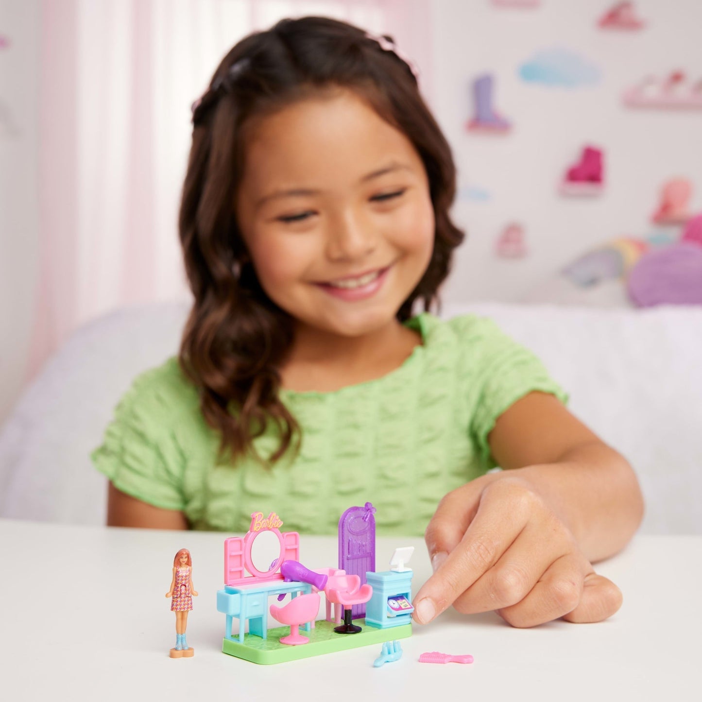 Barbie Mini Barbieland Collectible Hair Salon Playset With 1.5-inch Barbie Doll, interactive Play Areas For Storytelling Fun