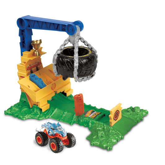 Hw  Monster Trucks  Coffret de Jeu  Défi à Plein Gaz Rhinomite